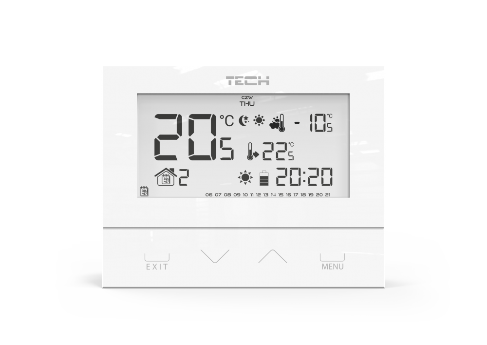 TECH Termostat drôt.EU-292 v3 / tyždenný biely